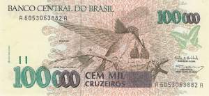 100000 Cruzeiros 1990
